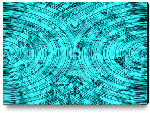 psychedelic geometric circle pattern abstract background in blue and green Canvas Print by Timmy333