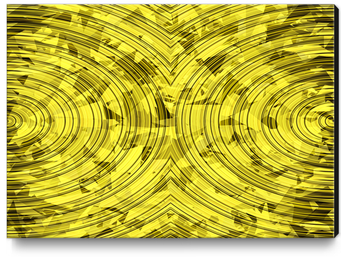 psychedelic geometric circle pattern abstract background in yellow Canvas Print by Timmy333