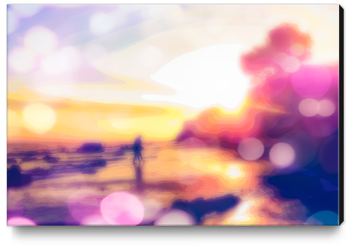 summer beach with sunset sky and beautiful bokeh light background Canvas Print by Timmy333