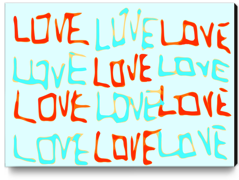 LOVE alphabet handwriting drawing in red and blue Canvas Print by Timmy333