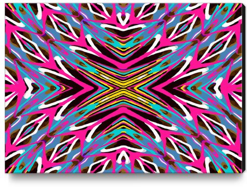 psychedelic geometric graffiti abstract pattern in pink blue yellow brown Canvas Print by Timmy333