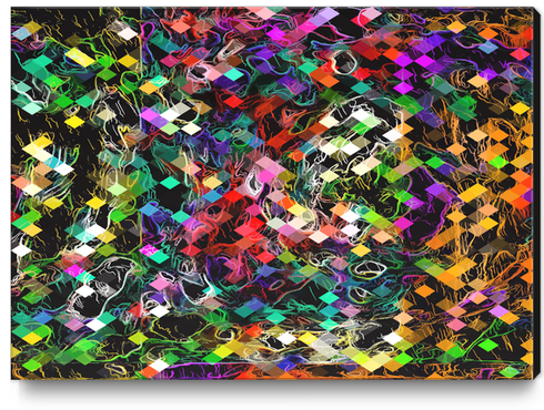 psychedelic geometric pixel abstract pattern in red blue green yellow orange black Canvas Print by Timmy333