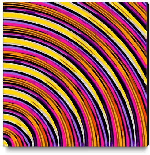 pink purple brown yellow orange circle line pattern  Canvas Print by Timmy333