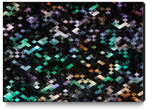 psychedelic geometric pixel abstract pattern in green brown purple black Canvas Print by Timmy333