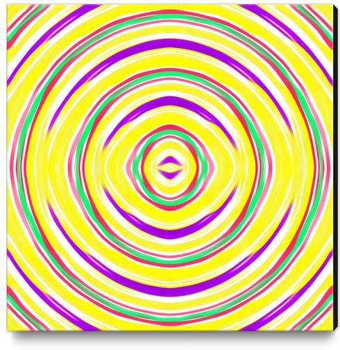 yellow purple green pink circle line drawing abstract background Canvas Print by Timmy333