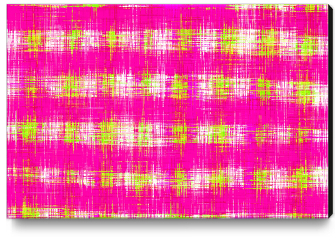 plaid pattern graffiti painting abstract in pink and yellow Canvas Print by Timmy333