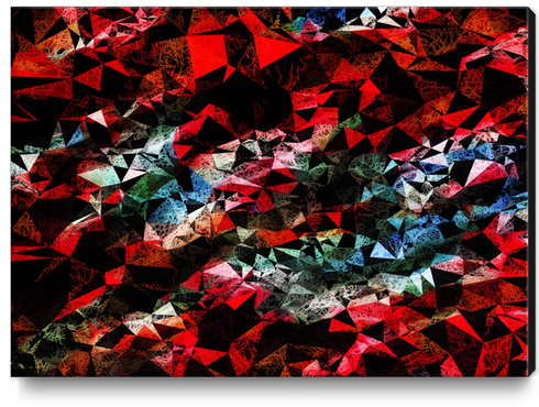 psychedelic geometric polygon triangle pattern abstract in red blue and black Canvas Print by Timmy333