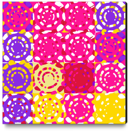 graffiti circle pattern abstract in pink yellow and purple Canvas Print by Timmy333