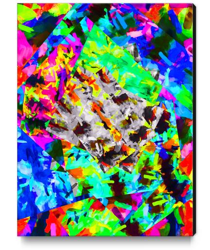 psychedelic splash painting abstract in blue green orange pink brown Canvas Print by Timmy333