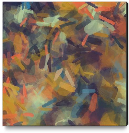 vintage psychedelic splash painting abstract in brown blue orange yellow Canvas Print by Timmy333