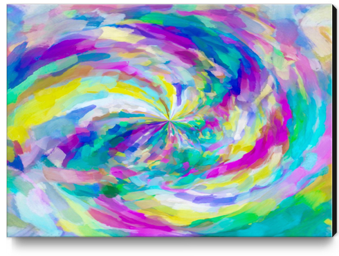 colorful splash painting abstract in pink green blue yellow Canvas Print by Timmy333