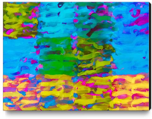 psychedelic graffiti painting abstract in blue yellow green pink Canvas Print by Timmy333