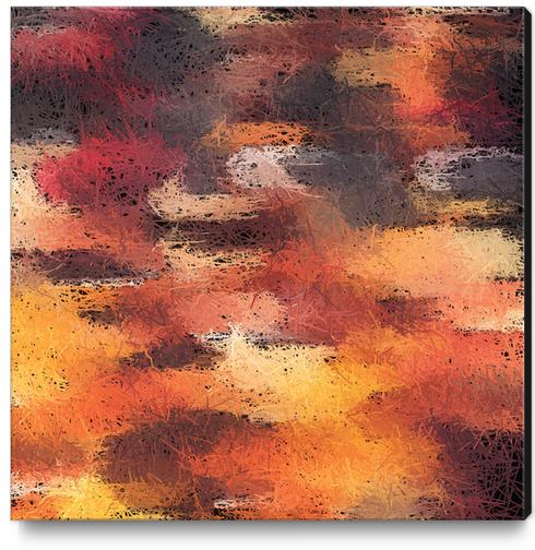 psychedelic camouflage painting abstract pattern in brown orange and black Canvas Print by Timmy333