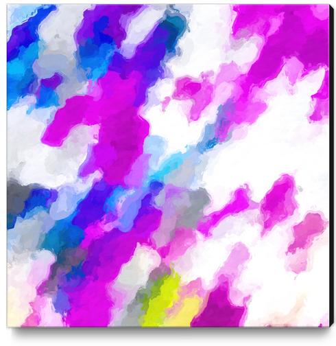 psychedelic painting texture abstract in pink purple blue yellow and white Canvas Print by Timmy333