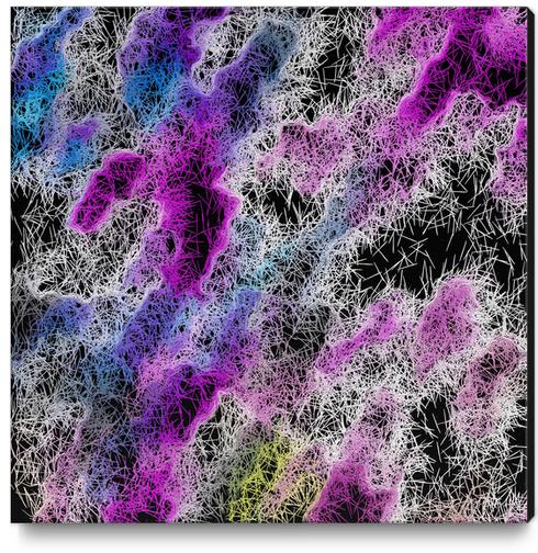 psychedelic geometric splash color abstract in pink purple blue and black Canvas Print by Timmy333