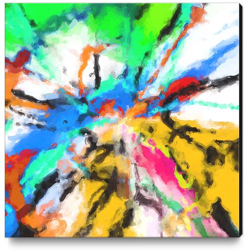 psychedelic graffiti painting abstract in blue green yellow red pink Canvas Print by Timmy333