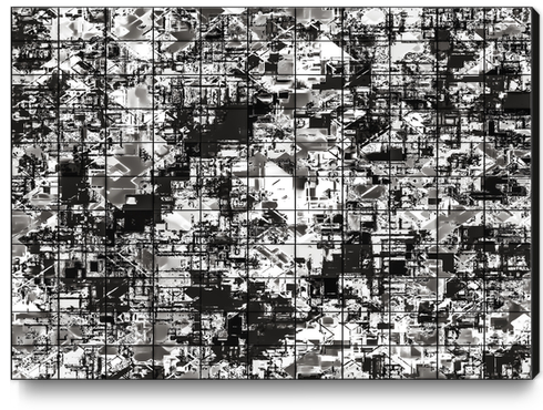 psychedelic geometric square pattern abstract background in black and white Canvas Print by Timmy333