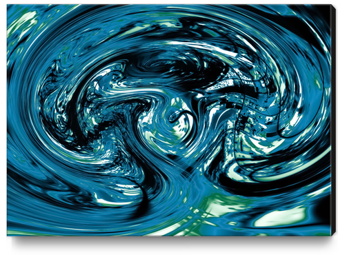 psychedelic spiral line pattern painting abstract background in blue and green Canvas Print by Timmy333