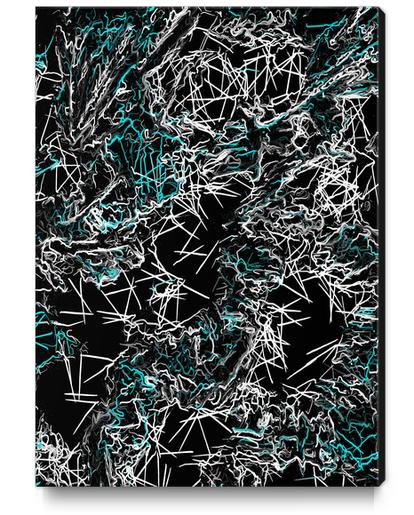 psychedelic geometric drawing abstract in blue black and white Canvas Print by Timmy333