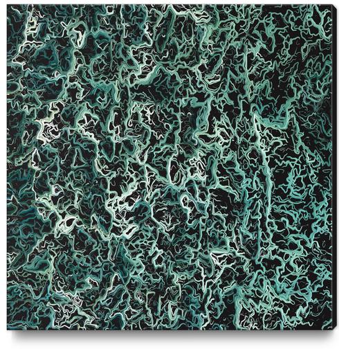 psychedelic geometric camouflage painting abstract in green white and black Canvas Print by Timmy333