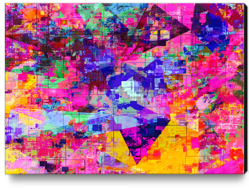 colorful psychedelic geometric splash painting abstract background in pink blue yellow orange green Canvas Print by Timmy333