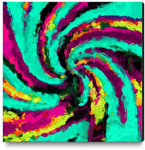 psychedelic graffiti watercolor painting abstract in green blue pink purple and yellow Canvas Print by Timmy333