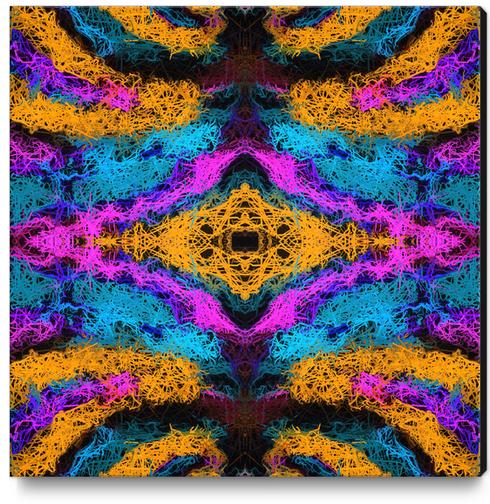 psychedelic graffiti geometric drawing abstract in pink orange blue Canvas Print by Timmy333