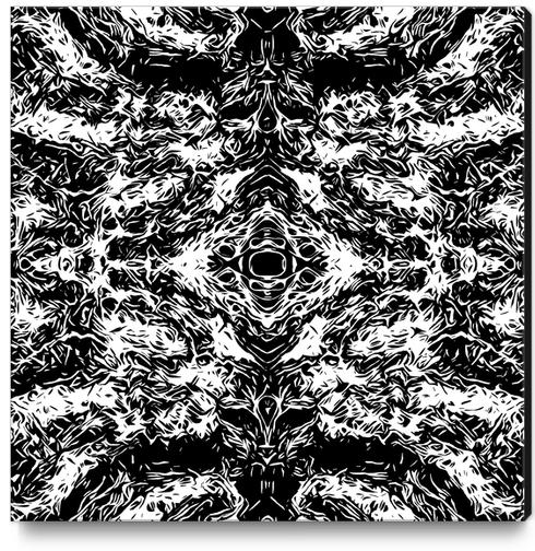 vintage psychedelic graffiti symmetry art abstract in black and white Canvas Print by Timmy333