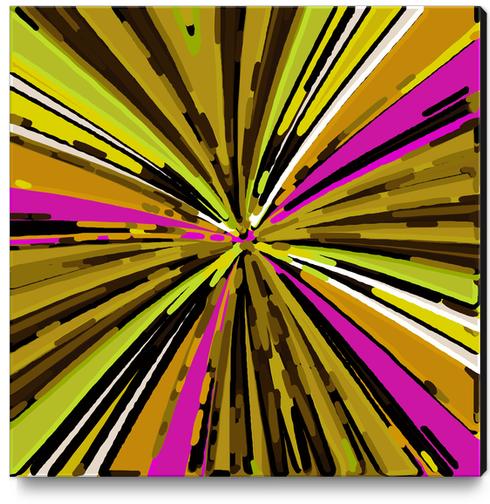 psychedelic geometric graffiti line pattern painting abstract in yellow green brown pink Canvas Print by Timmy333