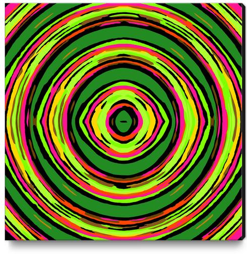 psychedelic graffiti circle pattern abstract in green pink and yellow Canvas Print by Timmy333