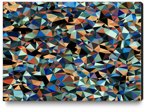 vintage psychedelic geometric triangle polygon pattern abstract in brown blue green Canvas Print by Timmy333