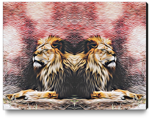 lions sleeping with red background Canvas Print by Timmy333