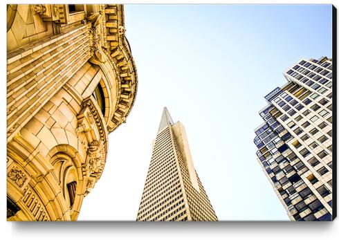 pyramid building and modern building and vintage style building at San Francisco, USA Canvas Print by Timmy333