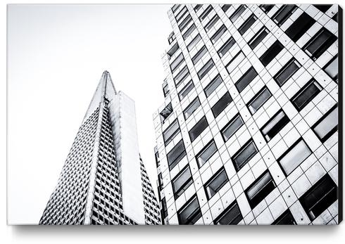 pyramid building and modern building at San Francisco, USA in black and white Canvas Print by Timmy333