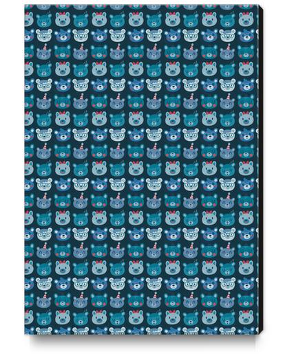 Cute Blue Bears Pattern Design Canvas Print by Claire Jayne Stamper