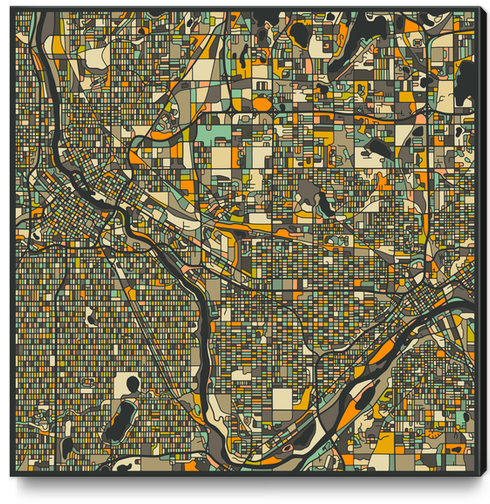 TWIN CITIES MAP 2 Canvas Print by Jazzberry Blue