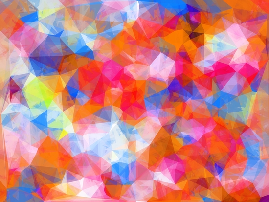 geometric triangle pattern abstract background in orange pink blue by Timmy333