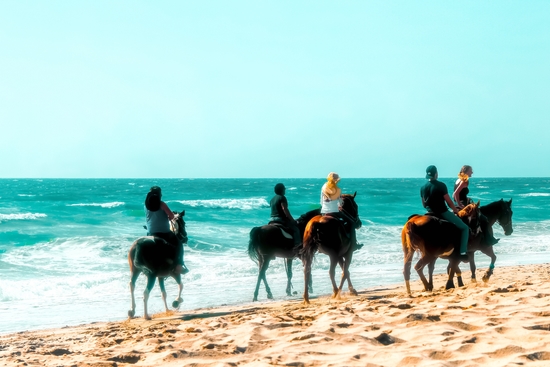 blue ocean with sandy beach at Oxnard Beach, California, USA by Timmy333