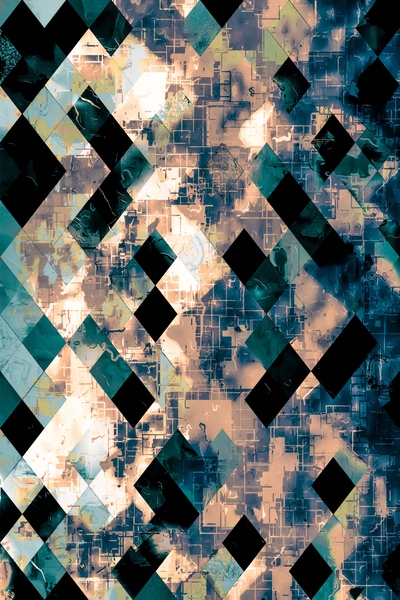 geometric pixel square pattern abstract background in blue brown by Timmy333