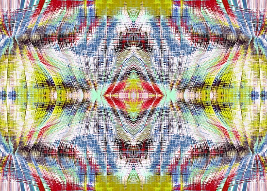 geometric symmetry pattern abstract background in blue yellow red by Timmy333