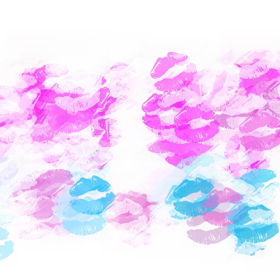 kisses lipstick pattern abstract background in pink and blue by Timmy333