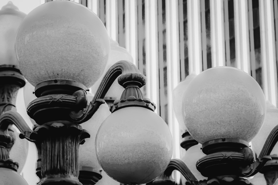 Urban Light at LACMA Los Angeles California USA in black and white by Timmy333