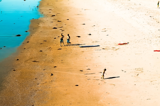 sandy beach and blue water at Manhattan Beach, California, USA by Timmy333