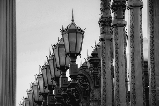 Urban Light at LACMA Los Angeles California USA in black and white by Timmy333