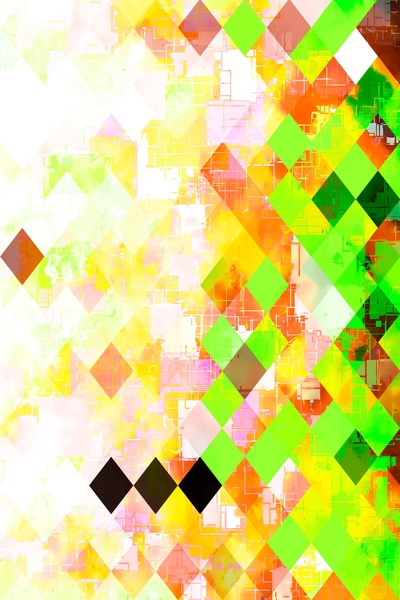 geometric pixel square pattern abstract background in green yellow orange by Timmy333