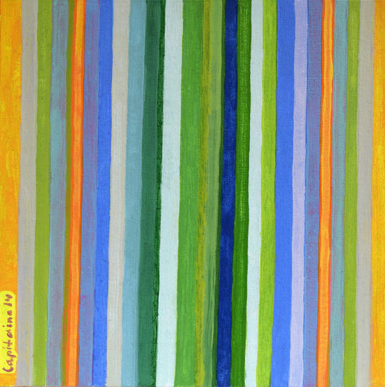 Vibrant Stripes in Orange Green and Blue  by Heidi Capitaine