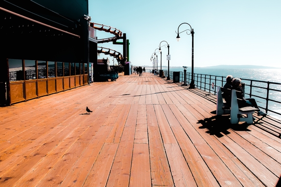 Summer at Santa Monica Pier California USA with blue sky  by Timmy333