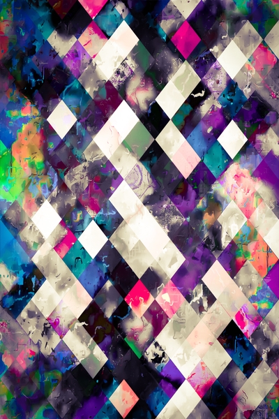 geometric pixel square pattern abstract art in purple pink blue by Timmy333