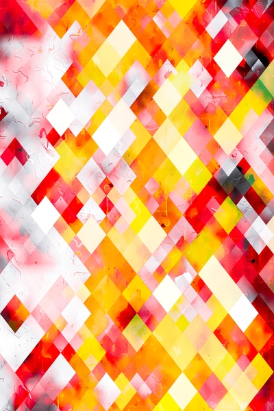 geometric square pixel pattern abstract art background in red orange yellow by Timmy333