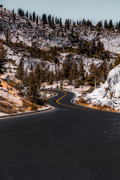 Road to Yosemite national park California USA with mountain view by Timmy333